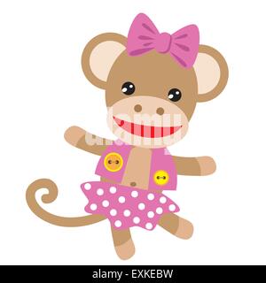 sock monkey,monkey,cute,funny,cartoon,illustration,isolated,vector,animal,jungle animal Stock Vector