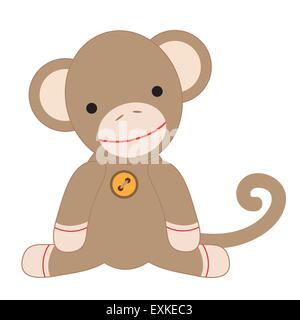 sock monkey,monkey,cute,funny,cartoon,illustration,isolated,vector,animal,jungle animal Stock Vector