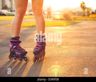 Close up on roller skate shoes Stock Photo