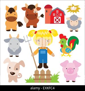 Farmer and horse in the farm illustration Stock Vector Image & Art - Alamy
