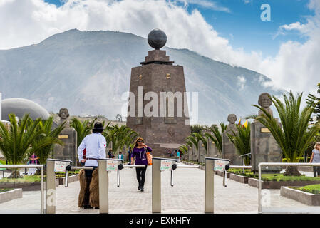 La Mitad del Mundo monument (Middle of the Earth) marks the equator. Quito, ecuador. Stock Photo