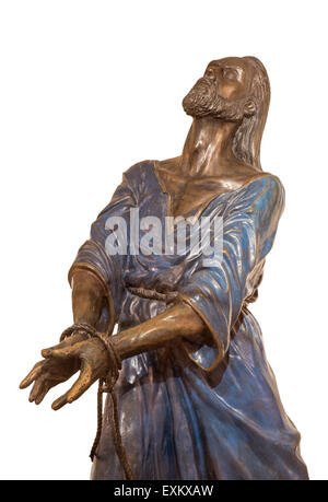 JERUSALEM, ISRAEL - MARCH 3, 2015: The bronze statue of Servus Domini (The Servant of The Lord) or  (imprisoned Jesus) in Church Stock Photo