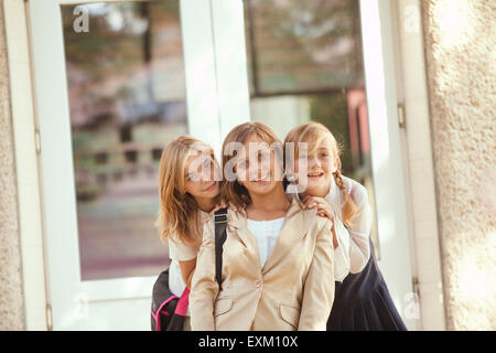 Three schoolgirls Stock Photo