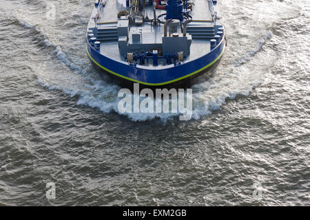 Aerial view bow wave of a cargo ship Stock Photo