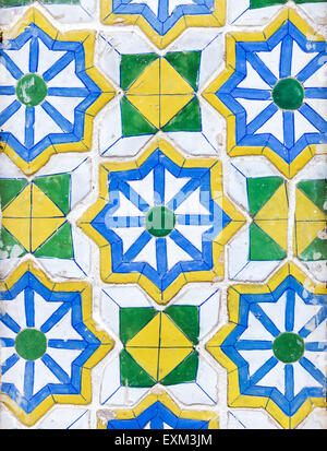 Ceramic mosaic tile on the wall of Thai temple. Stock Photo
