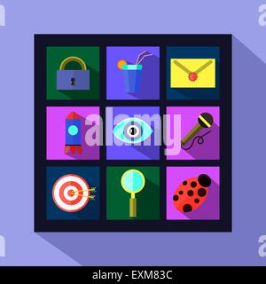 Basic Flat icon set for Web and Mobile Application. News, communications. Stock Vector