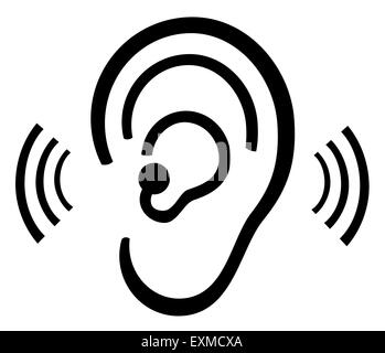 Ear icon. Hearing symbol isolated on white background Stock Photo - Alamy