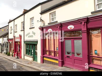 Modern shops in Broad Street, Blaenavon World Heritage town, Torfaen, Monmouthshire, South Wales, UK Stock Photo