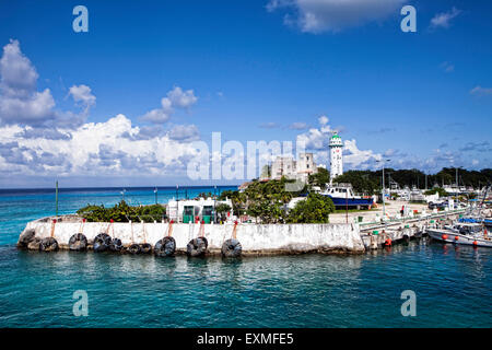 Across the water view of San-Miguel, Cozumel, Mexico, Central America. Stock Photo