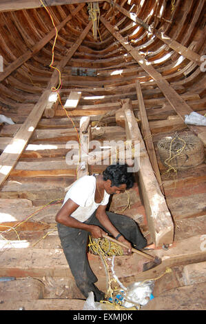 Boat Building, Fisherman Colony, Colaba, Bombay, Mumbai, Maharashtra, India, Asia Stock Photo