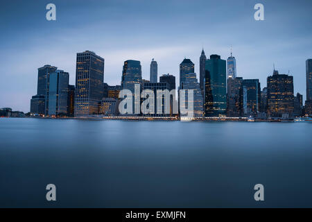 NYC skyline seen from Brooklyn Bridge Park Stock Photo