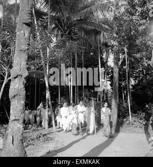 Mahatma Gandhi Pyarelal Nayar Abha Gandhi Sushila Pai Sushila Nayar others march through riot stricken Noakhali East Bengal Stock Photo