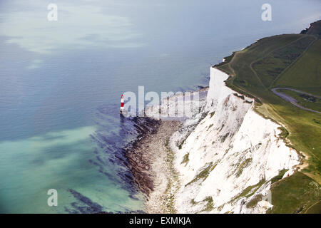 Aerial photographs from a microlight of the South Downs and Beachy Head, lighthouse and Seven Sisters cliffs, Eastbourne, UK Stock Photo