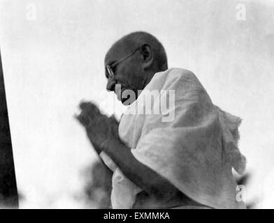 Mahatma Gandhi in greeting pose ; Mumbai ; 1942 ; India NO MR Stock Photo