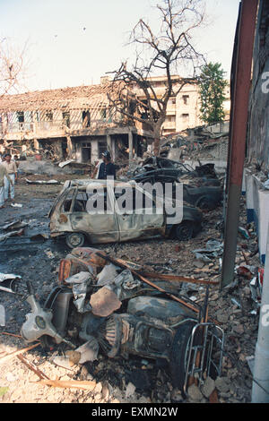Cars damaged terror bomb blast 1993 Bombay Stock Exchange BSE Bombay ...