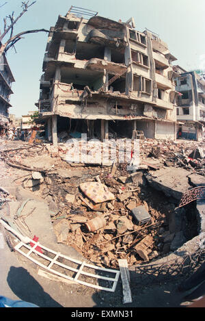 Building damaged terror bomb blast explosion century bazaar worli 1993 Bombay Mumbai Maharashtra India Stock Photo