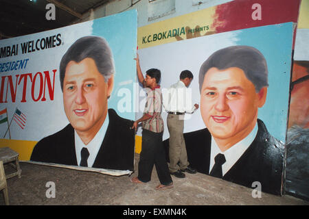 Bill Clinton posters mumbai india Stock Photo