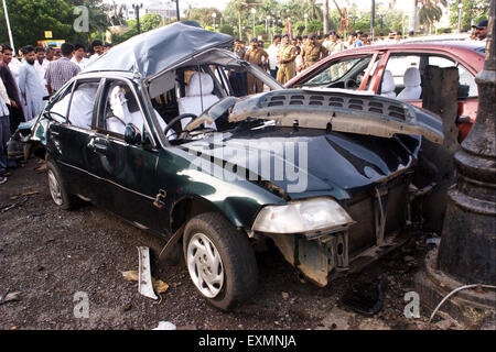 car damage bomb blast explosion Bombay Mumbai Maharashtra india Stock Photo