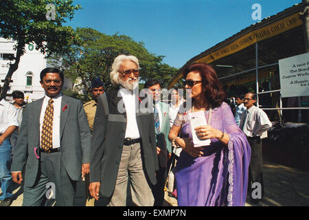 Maqbool Fida Husain commonly known as MF Husain, a Modern Indian painter of international acclaim, at mahalaxmi race course mumbai india Stock Photo