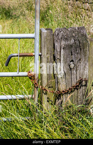Locked Farm Gate Stock Photo