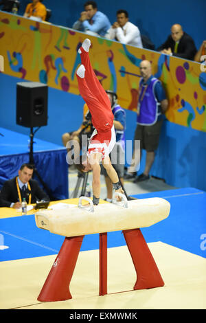 Toronto, Ontario, Canada. 14th July, 2015. RENÃ‰ COURNOYER of Canada, on his routine on the pommel horse during the Toronto Pan American Games. Credit:  Igor Vidyashev/ZUMA Wire/Alamy Live News Stock Photo
