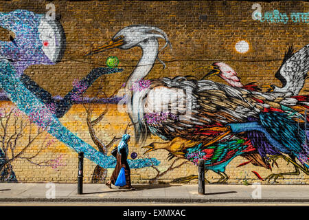 Street Art/Graffiti, off Brick Lane, London, England Stock Photo