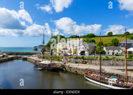 The harbour in the village of Charlestown, St Austell Bay, Cornwall, England, UK Stock Photo