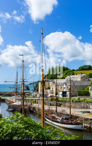 The harbour in the village of Charlestown, St Austell Bay, Cornwall, England, UK Stock Photo