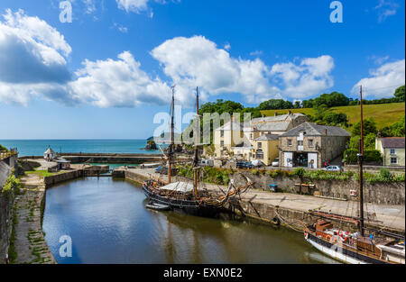 The harbour in the village of Charlestown, St Austell Bay, Cornwall, England, UK Stock Photo