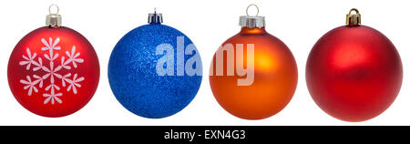 christmas decorations - set of various glass xmas balls isolated on white background Stock Photo