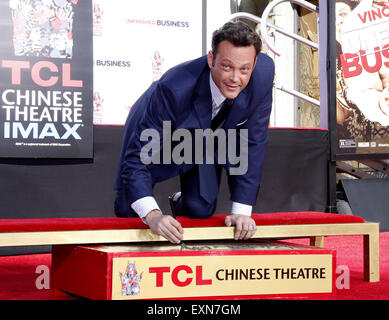 Vince Vaughn at the Vince Vaughn Hand and Footprint Ceremony held at the TCL Chinese Theatre IMAX in Hollywood on March 4, 2015. Stock Photo