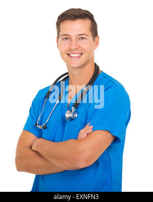 medical doctor in scrubs isolated on white background Stock Photo