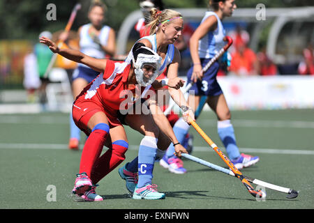 Toronto, Ontario, Canada. 15th July, 2015. July 15, 2015 - Toronto, Canada - Cuba faces off against Uruguay in a field hockey match at the Toronto Pan American Games. © James Macdonald/ZUMA Wire/Alamy Live News Stock Photo