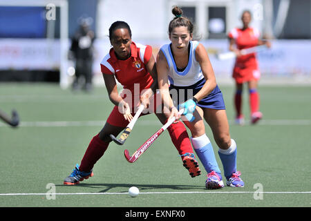 Toronto, Ontario, Canada. 15th July, 2015. July 15, 2015 - Toronto, Canada - Uruguay faces off against Cuba in a field hockey match at the Toronto Pan American Games. © James Macdonald/ZUMA Wire/Alamy Live News Stock Photo