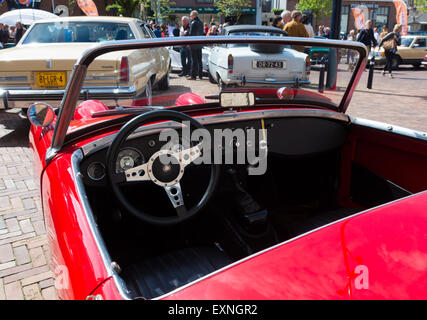 interior of an austin healey oldtimer car during the 14th orange tour. This annual tour takes places during the king's birthday Stock Photo