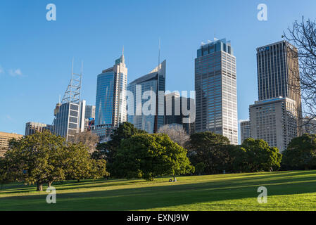 Royal Botanic Gardens and CBD skyscrapers, Sydney, Australia Stock Photo