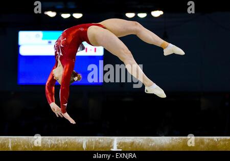 Toronto, Canada. 15th July, 2015. Ellie Black of Canada performs during the women's beam final of gymnastics artistic at the 17th Pan American Games in Toronto, Canada, July 15, 2015. Ellie Black won the gold medal with 15.050 points. © Zou Zheng/Xinhua/Alamy Live News Stock Photo