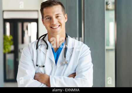 close up of happy young male doctor looking at the camera Stock Photo