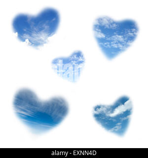 heart shape cloudy sky isolated on white background Stock Photo