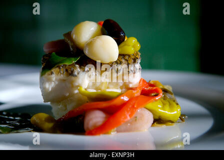 Image of grilled sea bass with vegetables Stock Photo