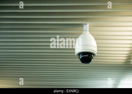 cctv camera hang on the ceiling Stock Photo