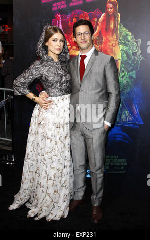 Joanna Newsom and Andy Samberg at the Los Angeles premiere of 'Inherent Vice'. Stock Photo