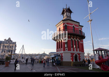 The Victoria & Alfred (V&A) Waterfront in Cape Town , South Africa. Clock Tower Stock Photo