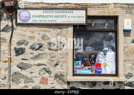 United Fishermans Co-operative Limited is a shop selling clothes and supplies for fishermen. Stock Photo