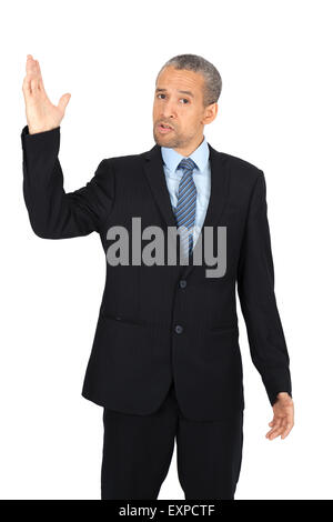 Handsome man doing different expressions in different sets of clothes: be careful Stock Photo