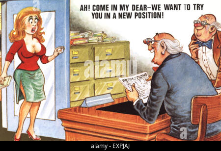 1970s UK Saucy Office Humour Postcard Stock Photo