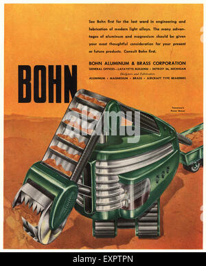 1940s USA Bohn Aluminium Corporation Magazine Advert Stock Photo ...
