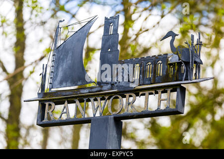 Ranworth village metal sign. Norfolk Broads England UK Stock Photo