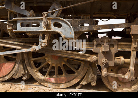 An Old Turkish Steam Train Used In The Movie Lawrence Of Arabia Sits In The Saudi Desert Of Wadi Rum, Jordan Stock Photo