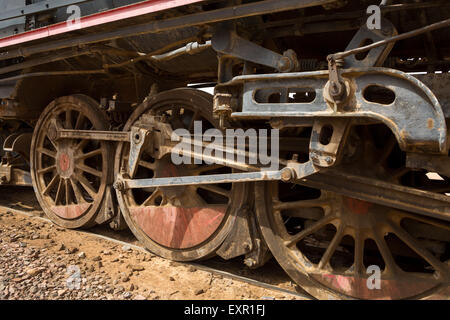 An Old Turkish Steam Train Used In The Movie Lawrence Of Arabia Sits In The Saudi Desert Of Wadi Rum, Jordan Stock Photo